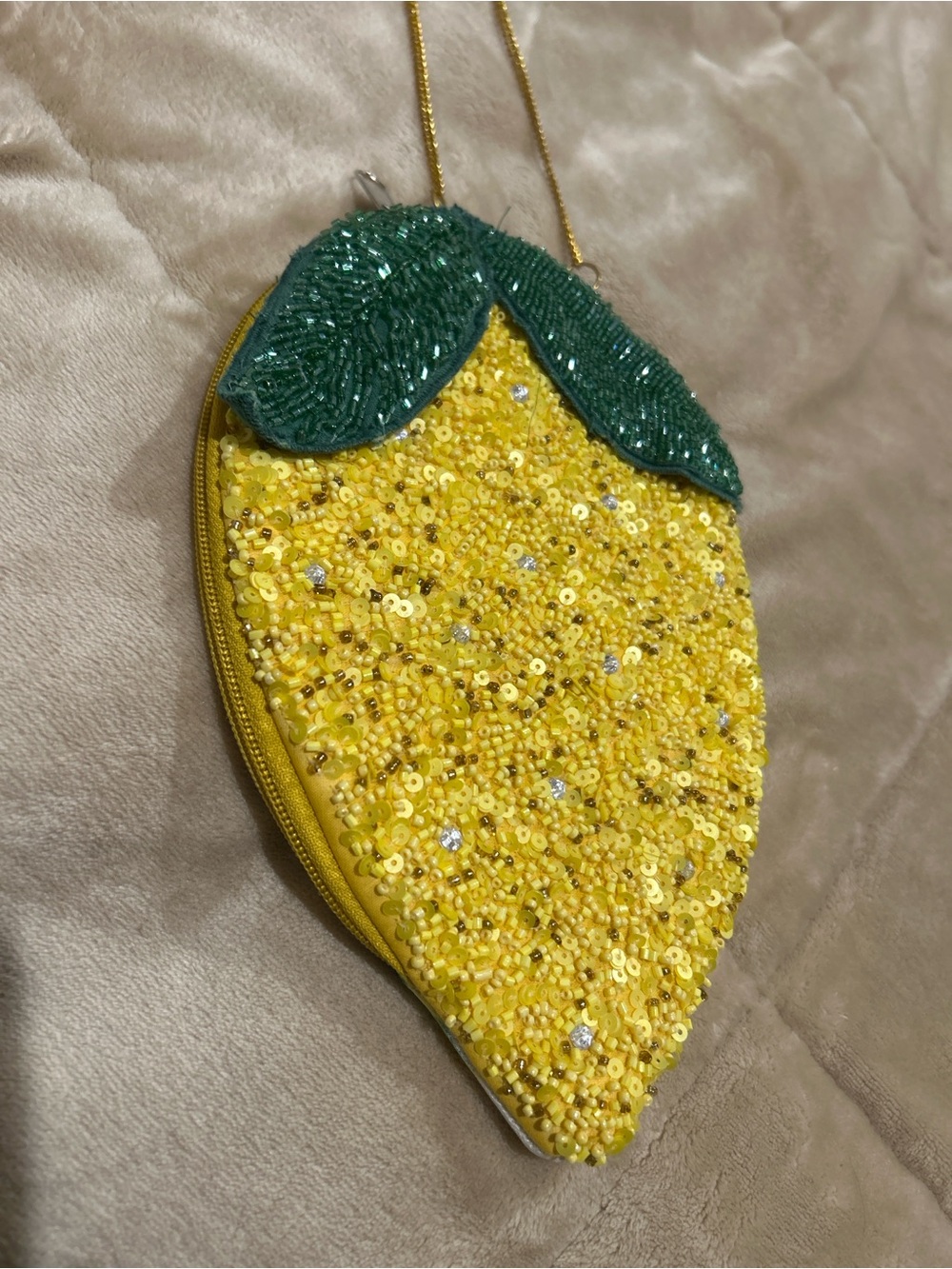 Beaded Lemon Crossbody Bag - Yellow